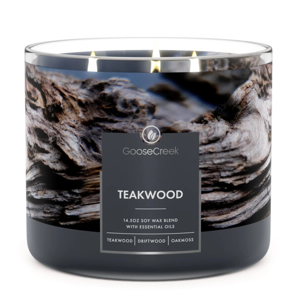 Teakwood 3-Docht-Kerze 411g